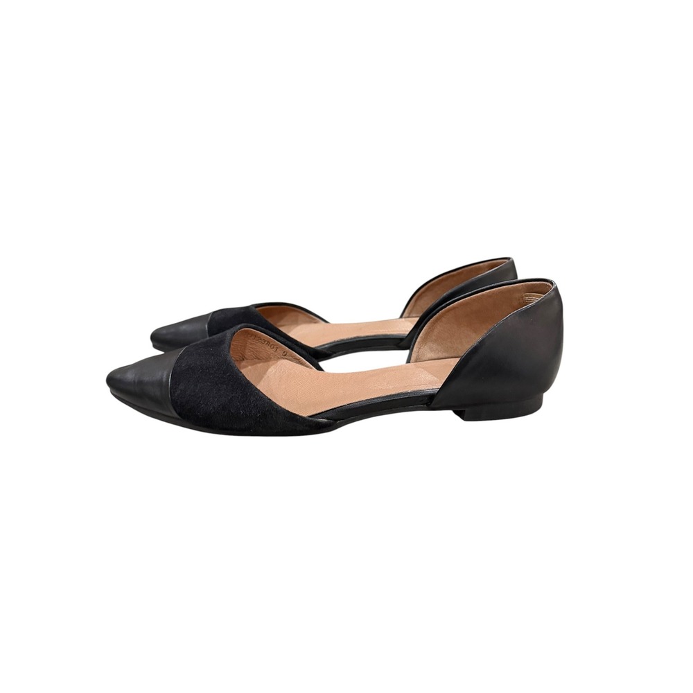J. Jill 9 Black Leather Suede D'Orsay Pointed Toe Flats Shoes